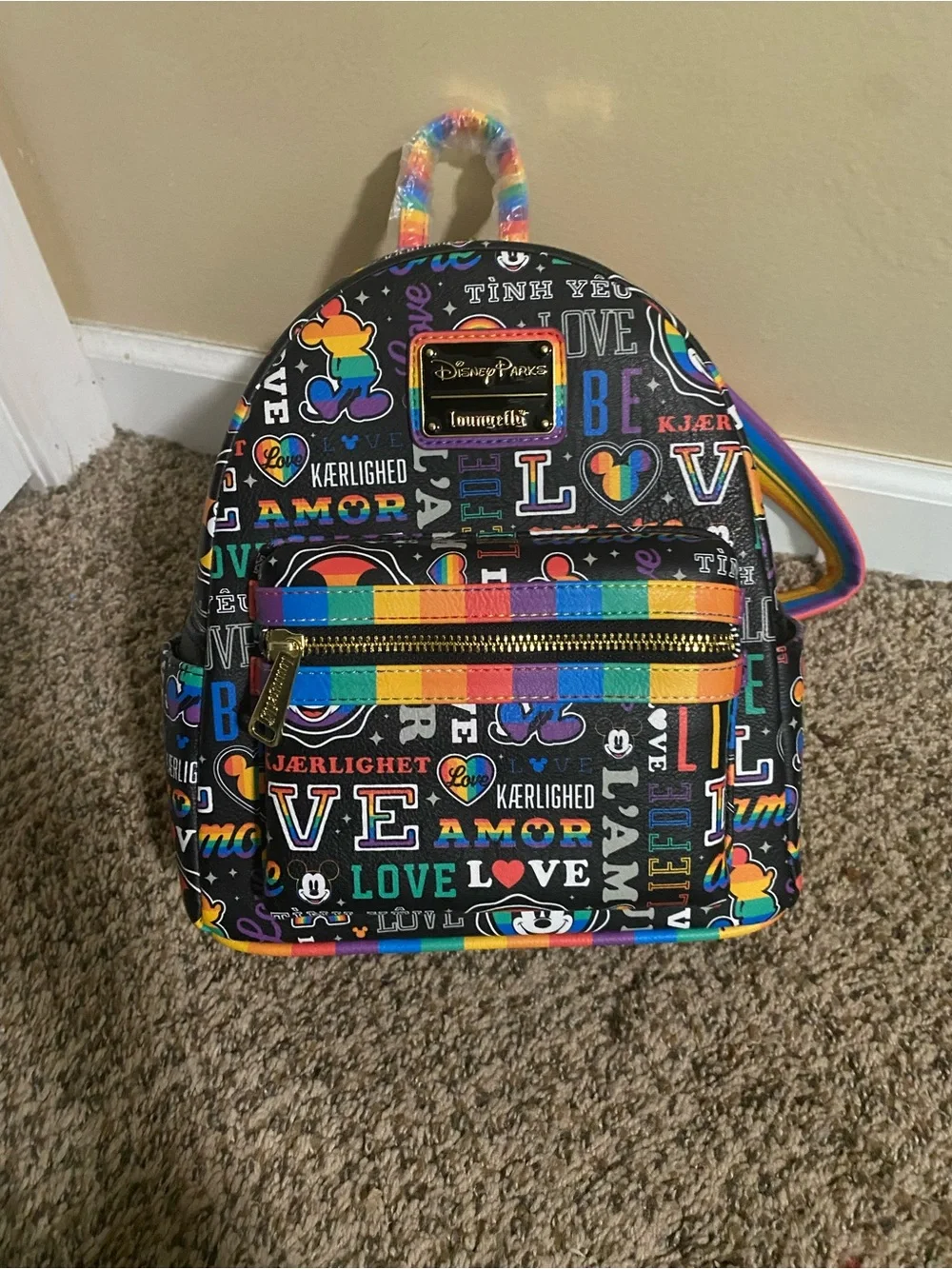 Loungefly Rainbow Love Graphic Mini Backpack - Black Multicolor
